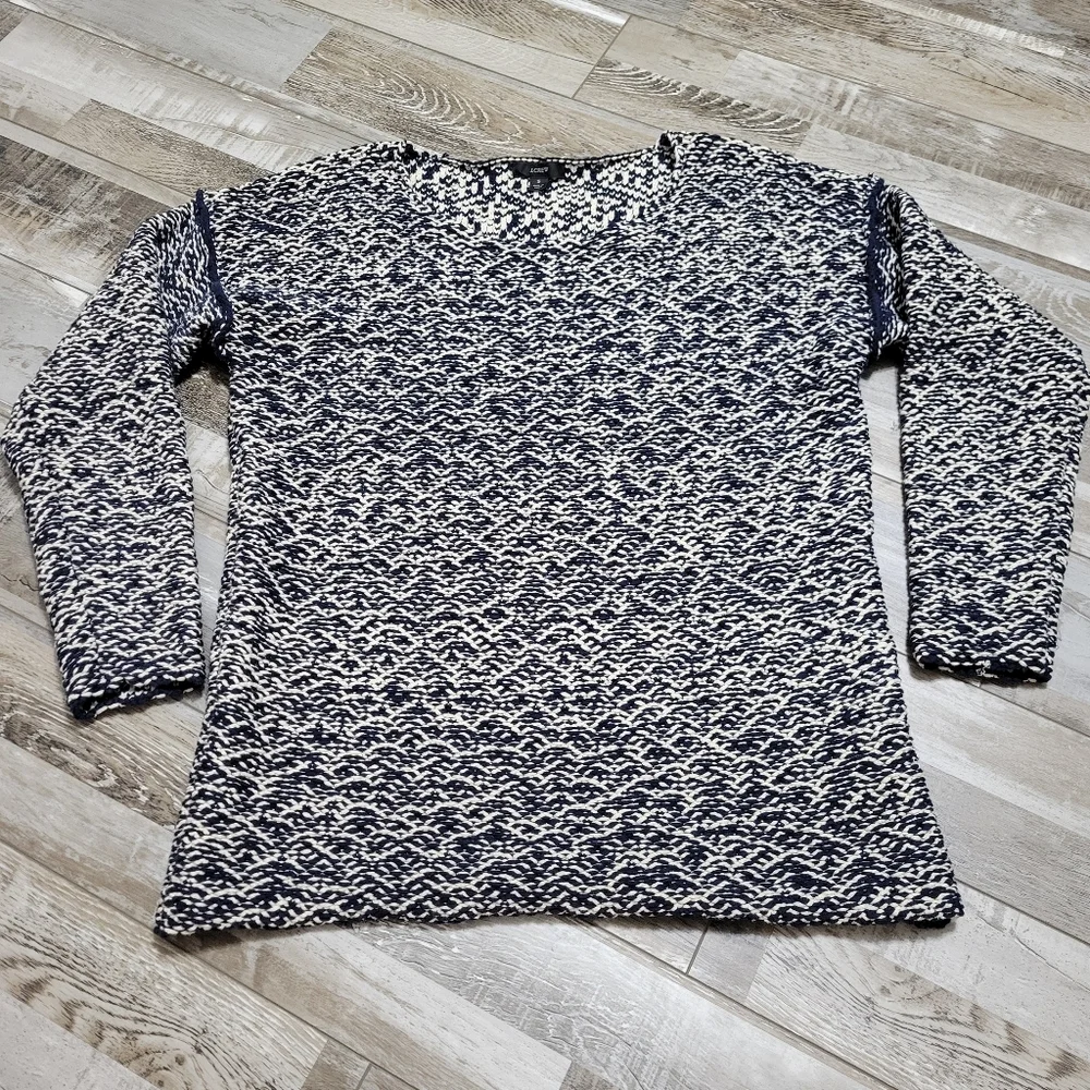J Crew Navy Pebble Relaxed Wideneck Sweater Size Small